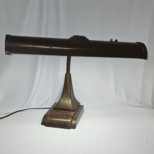 Vintage Art Deco Fluorescent Desk Lamp Brown Industrial Gooseneck Work Light